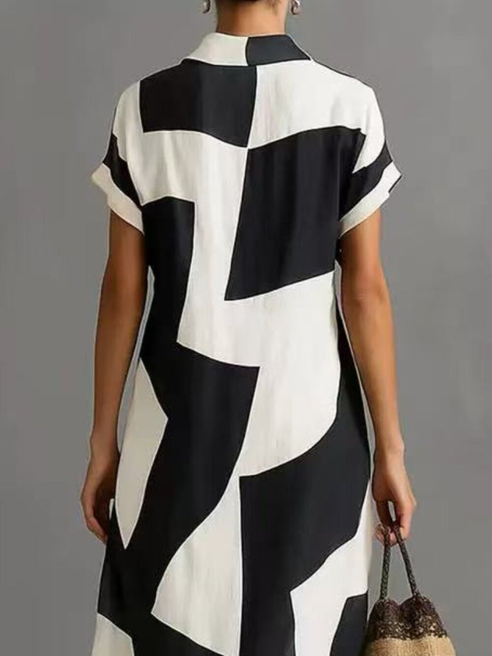 Zimmermann Button-Front Black and White Geometric Maxi Shirt Dress - Picture 5 of 6